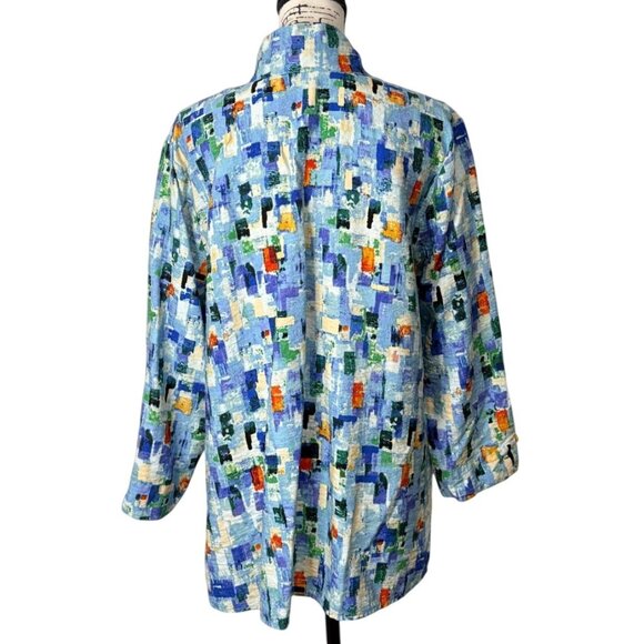 Ali Miles Womens Button-Front Tunic Abstract Print Top Blue Size XL - Picture 3 of 8